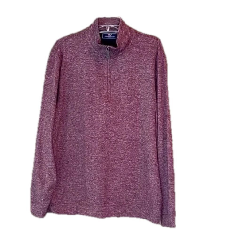 Vineyard Vines Size Large Plum Wine Burgundy Long Sleeve Men's Qtr Zip